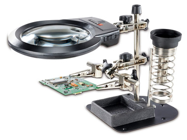 Fine mechanics set with LED magnifying glass