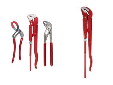 Plumbing pliers set or angle pipe wrenches