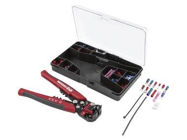 Cable crimping pliers with accessory set