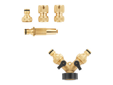 Brass plug-in system / brass 2-way distributor