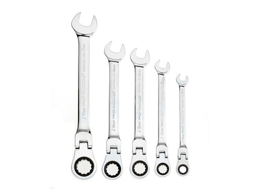 Set of 5 ratchet combination wrenches