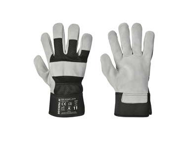 Leather work gloves with reinforced cuff