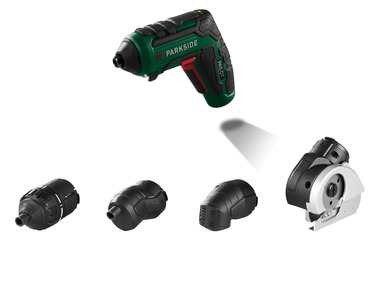 PAS D7 cordless screwdriver with replaceable attachments