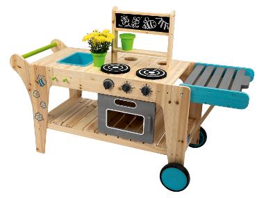 Outdoor mud kitchen on wheels