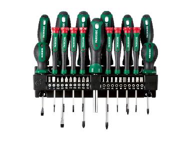 Bit and screwdriver set with wall holder