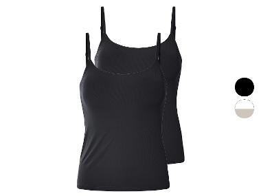 Set of 2 ribbed tank tops with thin women's suspenders