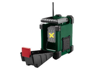Battery building radio without battery and charger
