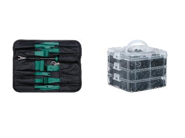 Set of automotive disassembly tools or fixing clips and cable clamps
