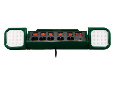 LED work lamp with power strip