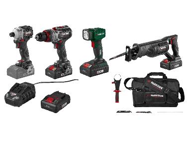 Combination set of cordless tools + 2 batteries + charger