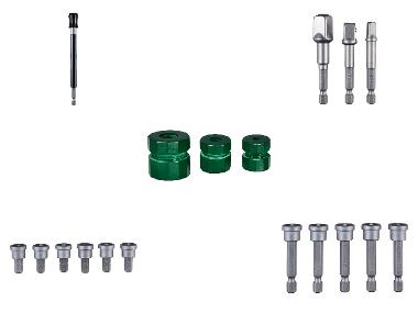 Quick-release bit holder with rotating sleeve / square adapter set / drywall bit set / depth stop set