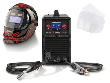 MIG welder with 200A pulse, visor and spare visor