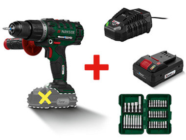 Impact drill-screwdriver + battery + charger + bits