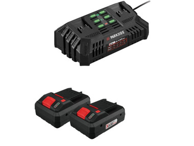 Set of 2 smart batteries 4 Ah with double charger 4