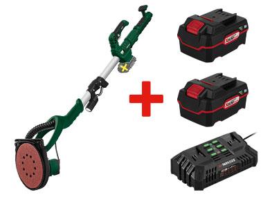 Wall and wireless ceiling sander + batteries + double charger