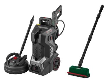 High pressure cleaner 180 bar and cleaning broom