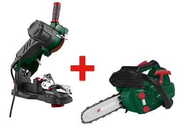 Fuel pruning chainsaw + chain sharpener