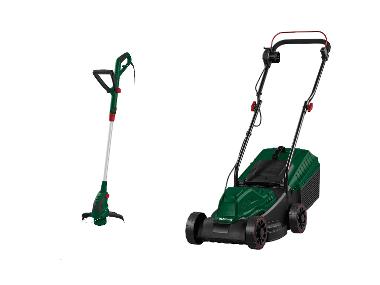 Electric lawn mower with grass trimmer