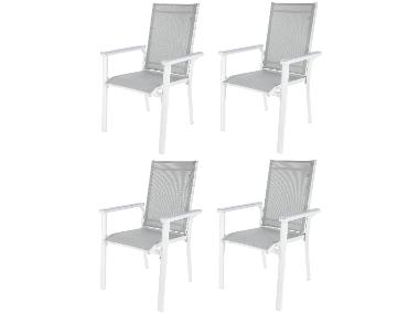 Set with 4 stacking chairs aluminum