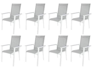 Set with 8 stacking chairs aluminum