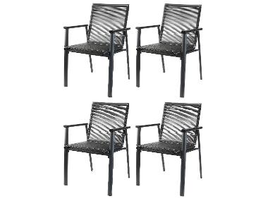 Set with 4 stacking chairs aluminum
