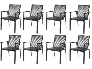 Set with 8 stacking chairs aluminum
