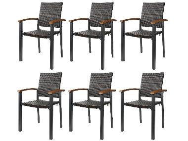 Set with 6 stacking chairs