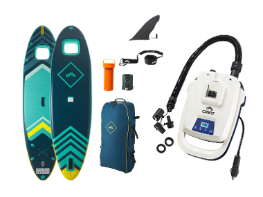 Single -chamber paddleboard Aquaview + cordless pump on paddleboard