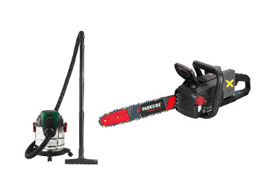 Vacuum cleaner for wet and dry vacuuming + Battery chainsaw - without batteries