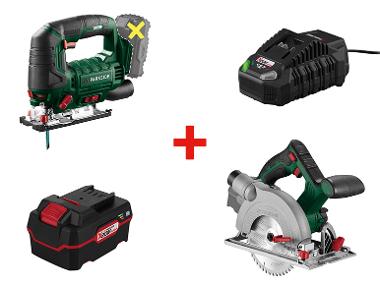 Wireless circular saw + wireless jigglass + battery + charger
