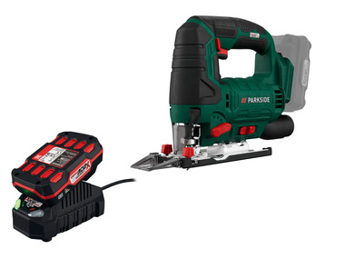 Battery decouping saw with battery and charger