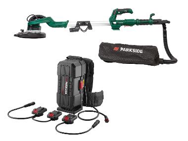 Capular set grinder for walls and ceilings with a battery backpack