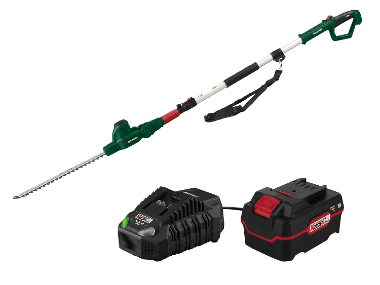 Telescopic hedge trimmer with battery 4 AH and charger