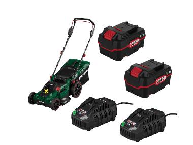 Grass mower + 2 x battery /4 Ah + 2 x battery charger /4