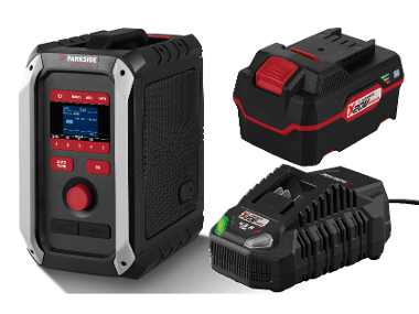 Both the construction radio + battery charger /4