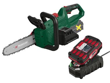 Battery chainsaw with battery and charger
