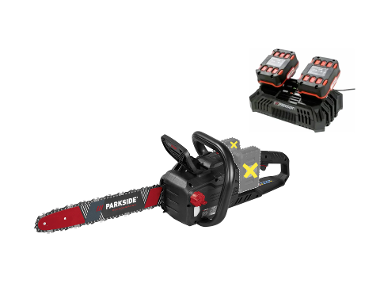 Battery chainsaw with 2 batteries 4 AH and double charger