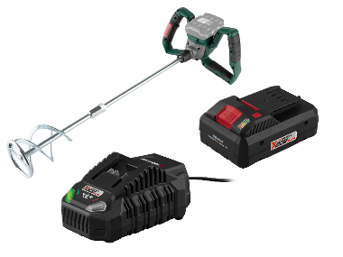 Battery-powered paint and mortar mixer + Smart battery /4 Ah + Battery charger /4