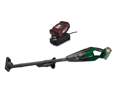 Steel vacuum cleaner with battery and charger