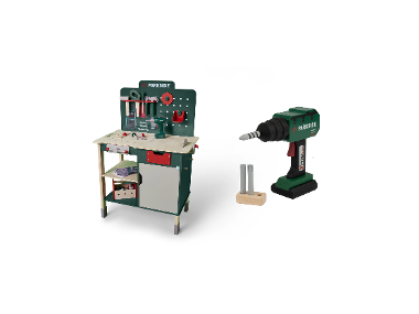 Children's wooden work table + wooden cordless screwdriver