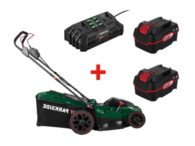 Battery pawn mower with 2 batteries 4 AH and double charger