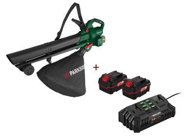 Cordless leaf blower/vacuum + 2 batteries and double charger