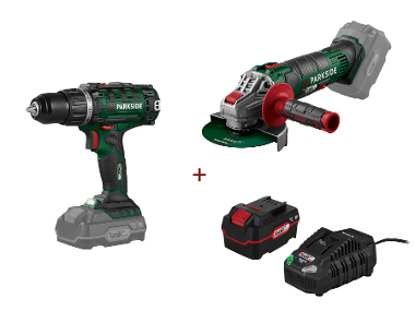 Angle grinder + screw drill battery + battery and charger