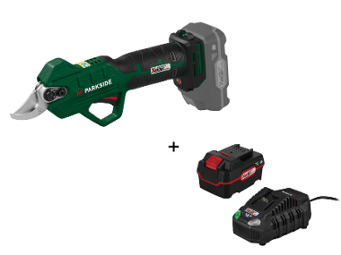 Cordless pruning shears with 4 Ah battery and charger