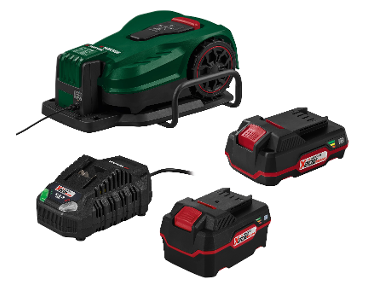 Robotic lawn mower with 4 Ah batteries and 4