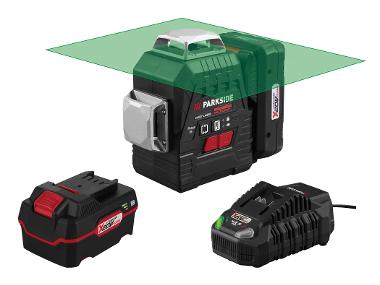 Battery cross line laser with 4 Ah batteries and 4