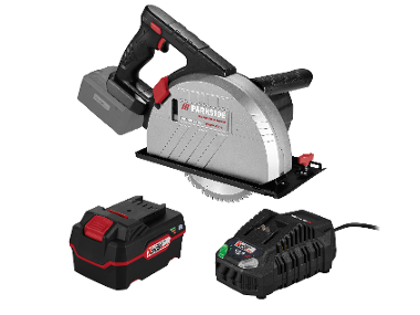 Cordless metal circular saw with 4 Ah battery and 4