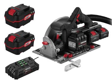 Cordless circular saw with 4 Ah batteries and 4