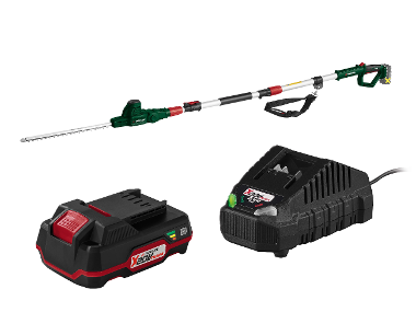 Battery-powered telescopic hedge shears + Battery /2 Ah + Battery charger /2