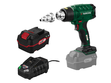 Battery hot air gun + Accumulator /4 Ah + Accumulator charger /4